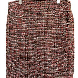 J. Crew Woman’s Sz 10 The Pencil Skirt Brown Multi Lined Tweed Slit in EUC